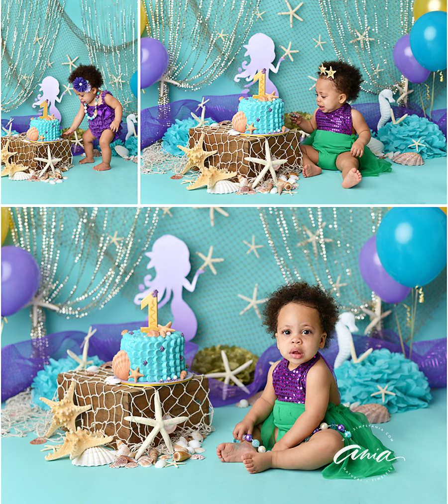 Addison's Mermaid Cake Smash, Lakenheath Newborn Photographer